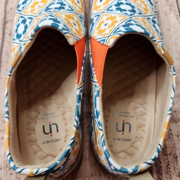 UIN Womens Canvas Shoes Size 8.5 Art Steps Barcelona Mosaic Toledo Yellow Blue - Picture 11 of 12